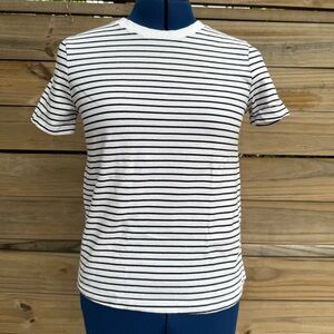 Zara Black and White Striped Short Sleeve Tee